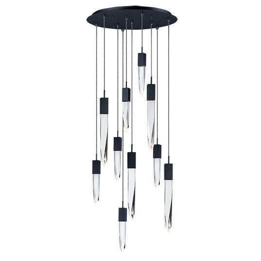 Black with Multiple Beveled Crystal Pendant - LV LIGHTING