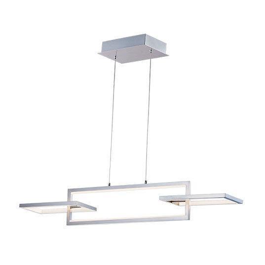 LED Satin Nickel Rectangle 3 Light Linear Pendant - LV LIGHTING