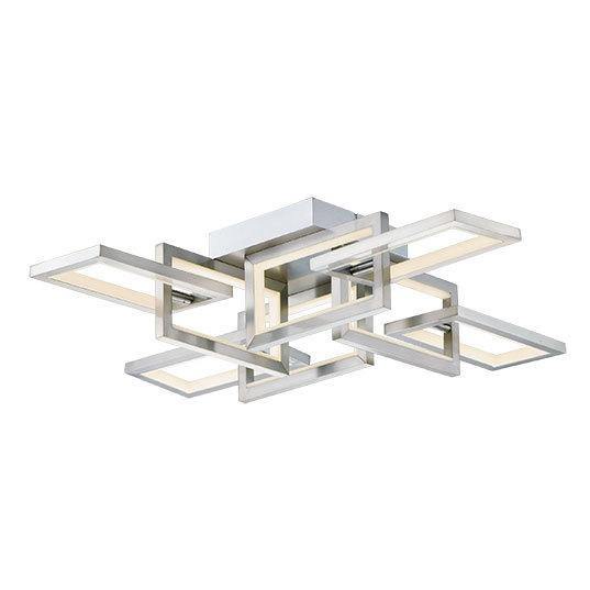 LED Satin Nickel Rectangle Multiple Light Flush Mount - LV LIGHTING