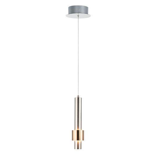 LED Satin Nickel with Satin Brass Single Light Pendant - LV LIGHTING