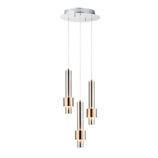 LED Satin Nickel with Satin Brass Multiple Light Pendant - LV LIGHTING