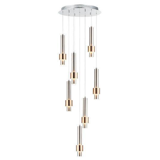 LED Satin Nickel with Satin Brass Multiple Light Pendant - LV LIGHTING