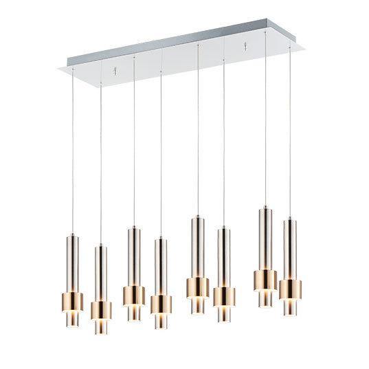 LED Satin Nickel with Satin Brass Multiple Light Linear Pendant - LV LIGHTING