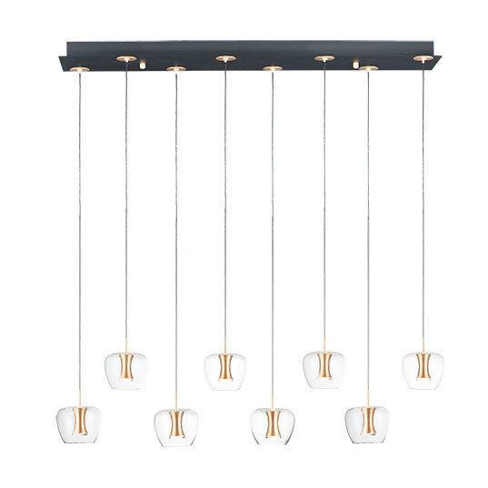 LED Black and Gold with Clear Apple Shaped Glass 8 Light Linear Pendant - LV LIGHTING