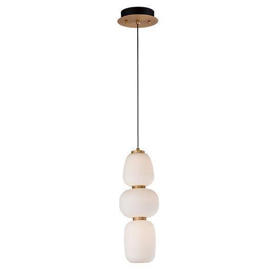 Black and Gold with 3 Satin White Glass Shade Pendant - LV LIGHTING