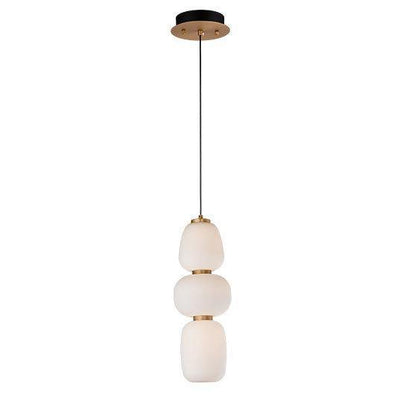 Black and Gold with 3 Satin White Glass Shade Pendant - LV LIGHTING