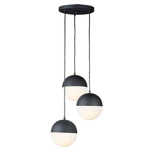 Steel with 3 Half Satin White Glass Shade Pendant - LV LIGHTING