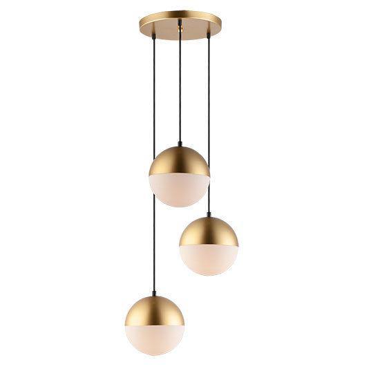 Steel with 3 Half Satin White Glass Shade Pendant - LV LIGHTING