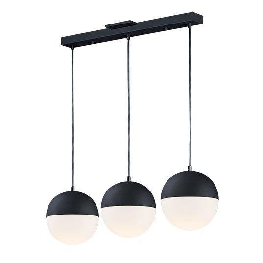 Steel with 3 Half Satin White Glass Shade Linear Pendant - LV LIGHTING