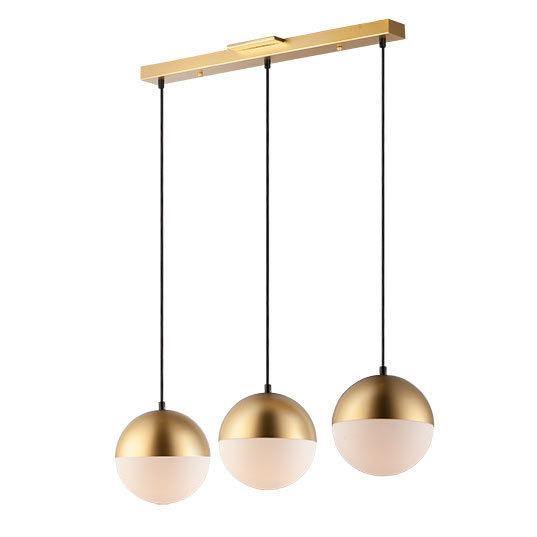 Steel with 3 Half Satin White Glass Shade Linear Pendant - LV LIGHTING