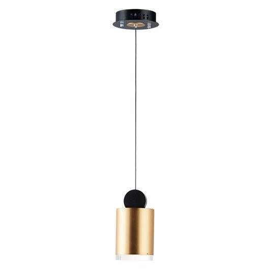 LED Black and Gold with Cylindrical Shade Mini Pendant - LV LIGHTING