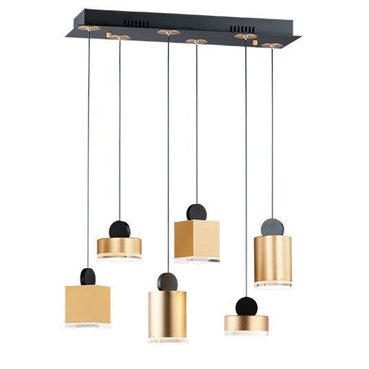 LED Black and Gold with Multiple Light Linear Pendant - LV LIGHTING