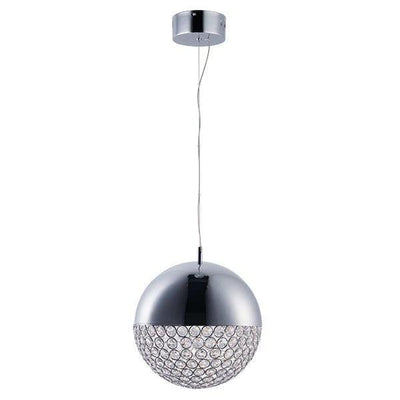 LED Polished Chrome with Crystal Beads Globe Pendant - LV LIGHTING