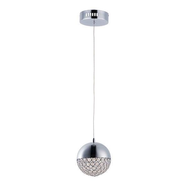 LED Polished Chrome with Crystal Beads Globe Pendant - LV LIGHTING