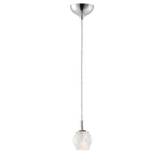 Polished Chrome with Heavy Faceted Glass Shade Pendant - LV LIGHTING