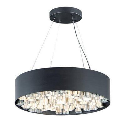 LED Black with Brushed Aluminum Piping Chandelier - LV LIGHTING