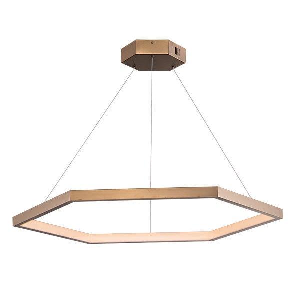 LED Brushed Champagne Hexagon Single Ring Chandelier - LV LIGHTING