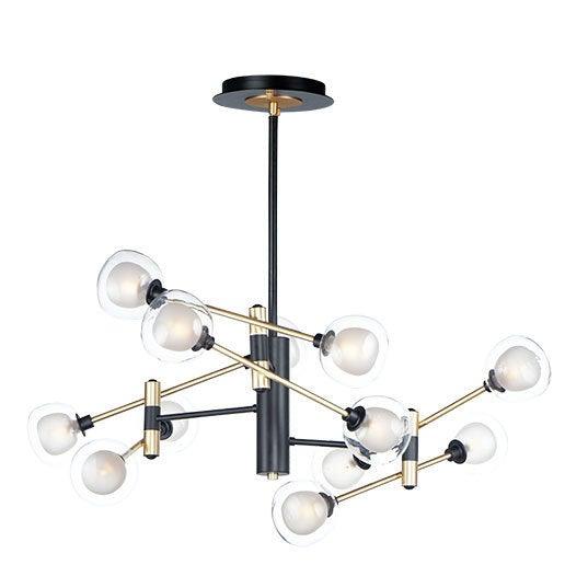 LED Black with Gold Clear and Frosted Glass Chandelier - LV LIGHTING