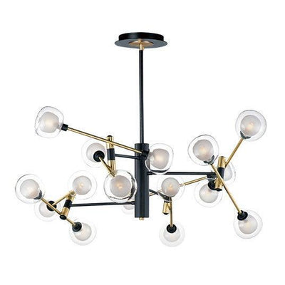LED Black with Gold Clear and Frosted Glass Chandelier - LV LIGHTING