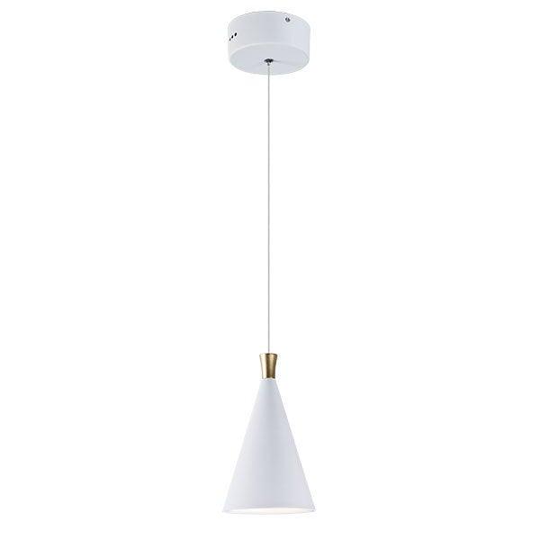 LED White with Metallic Gold Cone Shade Pendant - LV LIGHTING