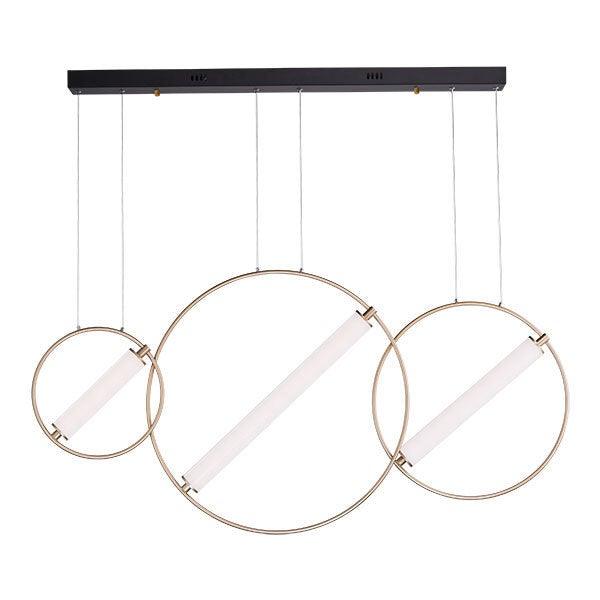 LED Black and Soft Gold with Cylinder and Ring Linear Pendant - LV LIGHTING