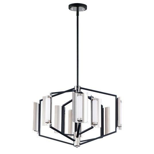 LED Black and Polished Nickel with Acrylic Cylindrical Tube Pendant / Chandelier - LV LIGHTING