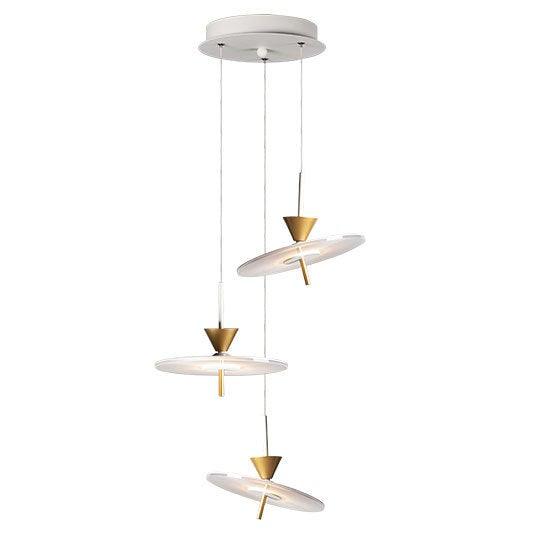 LED Matte White and Metallic Gold with Acrylic Disk Pendant - LV LIGHTING
