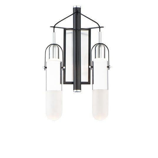 LED Black and Brushed Aluminum with Clear and Frosted Glass Shade Wall Sconce - LV LIGHTING