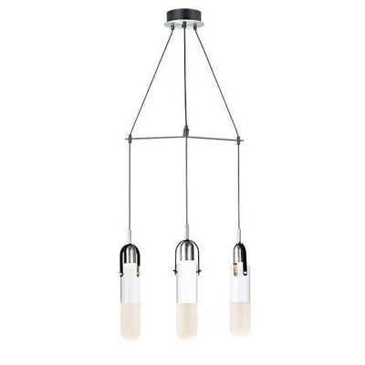 LED Black and Brushed Aluminum with Clear and Frosted Glass Shade Pendant - LV LIGHTING