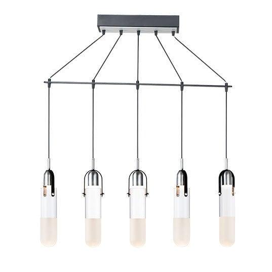 LED Black and Brushed Aluminum with Clear and Frosted Glass Shade Linear Pendant - LV LIGHTING