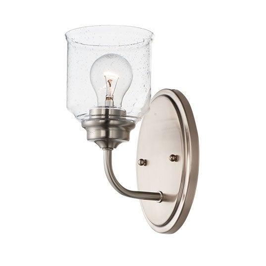 Steel with Bell Shaped Clear Seedy Glass Shade Single Light Wall Sconce - LV LIGHTING