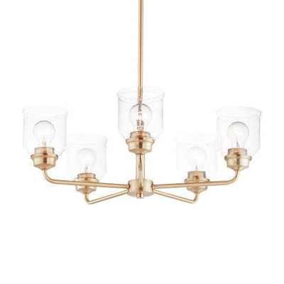 Steel with Bell Shaped Clear Seedy Glass Shade Multiple Light Chandelier - LV LIGHTING