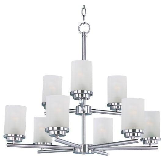 Steel with Cylindrical Glass Shade 2 Tier Chandelier - LV LIGHTING