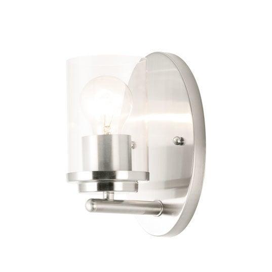 Steel with Cylindrical Glass Shade Single Light Wall Sconce - LV LIGHTING