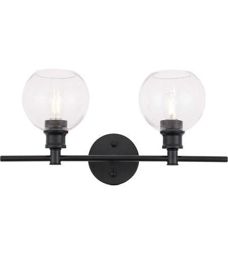 Black with Clear Glass Shade 2 Light Vanity - LV LIGHTING