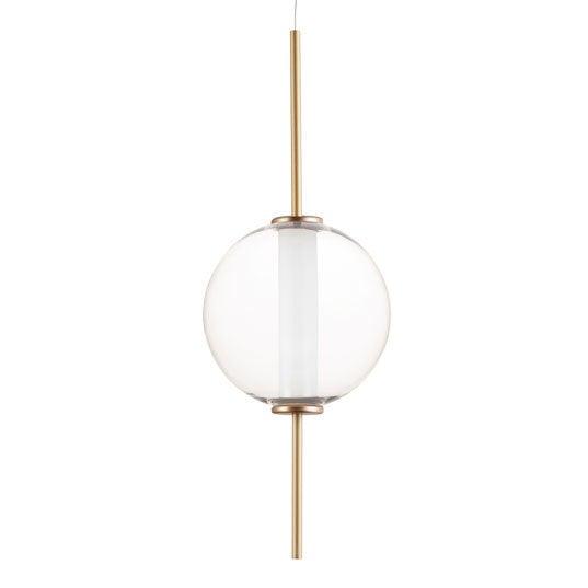 LED Gold with Clear Glass Globe Diffused with White Acrylic Cylinder Pendant - LV LIGHTING