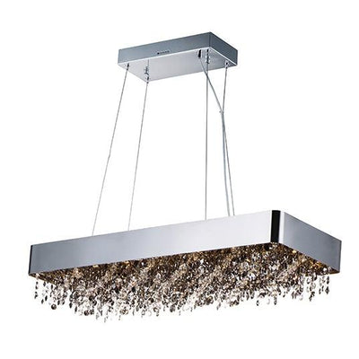 LED Steel with Crystal Strands Linear Pendant - LV LIGHTING