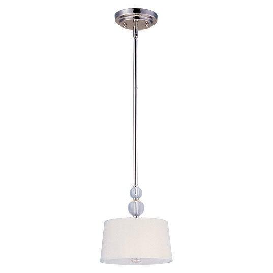 Steel with Glass Orb and White Fabric Shade Single Light Mini Pendant - LV LIGHTING