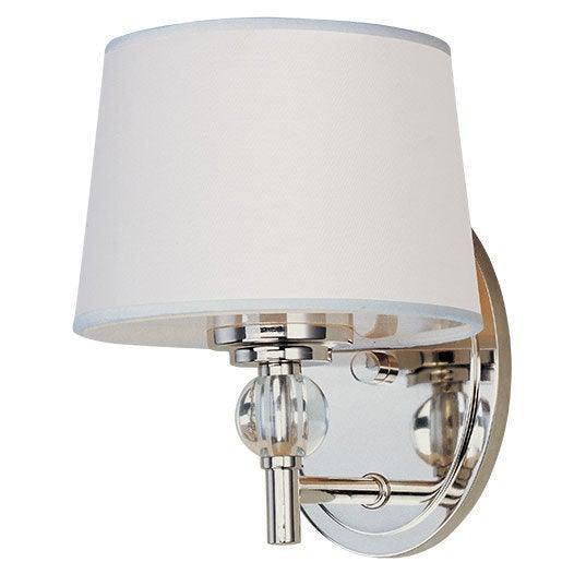 Steel with Glass Orb and White Fabric Shade Single Light Wall Sconce - LV LIGHTING