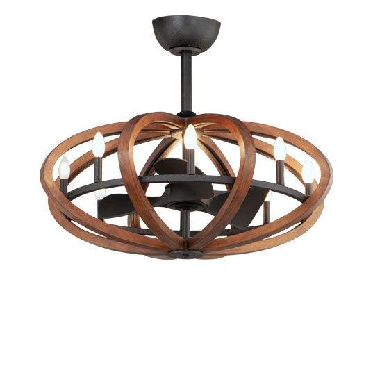 Black with Wood Oval Multiple Light Ceiling Fan - LV LIGHTING