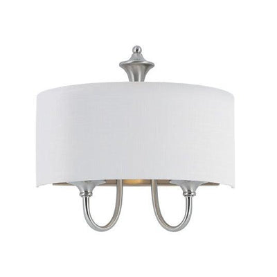 Steel with White Fabric Shade 2 Light Wall Sconce - LV LIGHTING