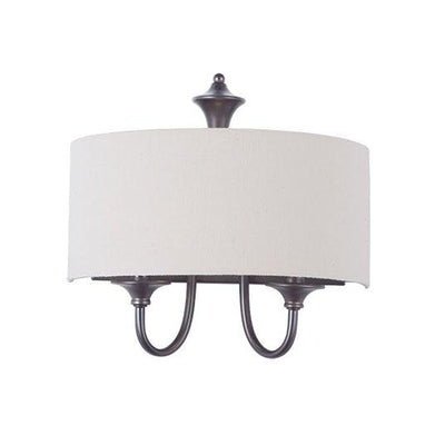 Steel with White Fabric Shade 2 Light Wall Sconce - LV LIGHTING