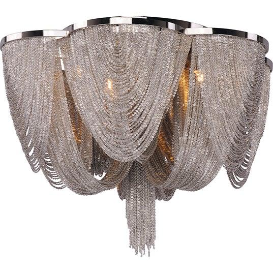 Polished Nickel with Jewelry Chain 6 Light Flush Mount - LV LIGHTING