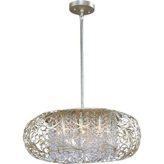 Golden Silver with Crystal Strands Antique Style Round Pendant - LV LIGHTING