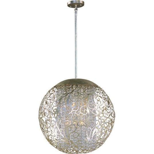 Golden Silver with Crystal Strands Antique Style Globe Pendant - LV LIGHTING