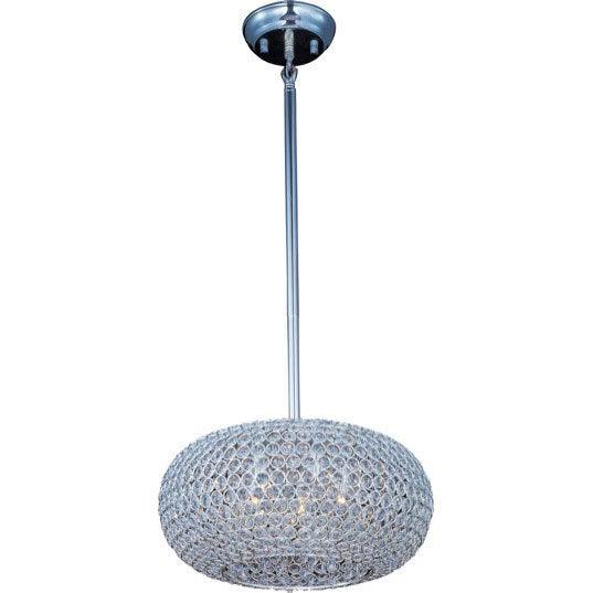 Steel with Beveled Crystal Round Pendant - LV LIGHTING