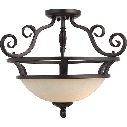 Oil Rubbed Bronze with Frosted Ivory Glass Shade Semi Flush Mount - LV LIGHTING