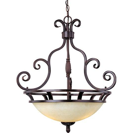 Oil Rubbed Bronze with Frosted Ivory Glass Shade Pendant - LV LIGHTING