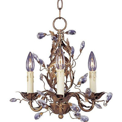 Steel with Leaf Arms and Crystal Chandelier - LV LIGHTING