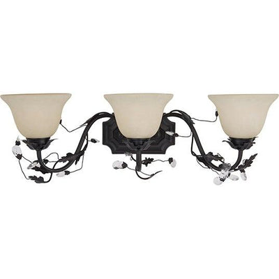 Oil Rubbed Bronze with Crystal and Frosted Ivory Glass Shade Vanity Light - LV LIGHTING